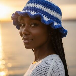 Blue and White Crochet Hat
